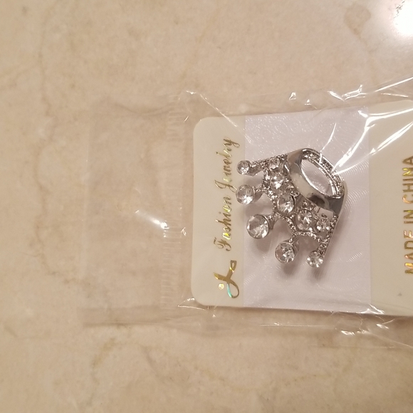 Crown Silver Studded Brooch Pin - Picture 3 of 4